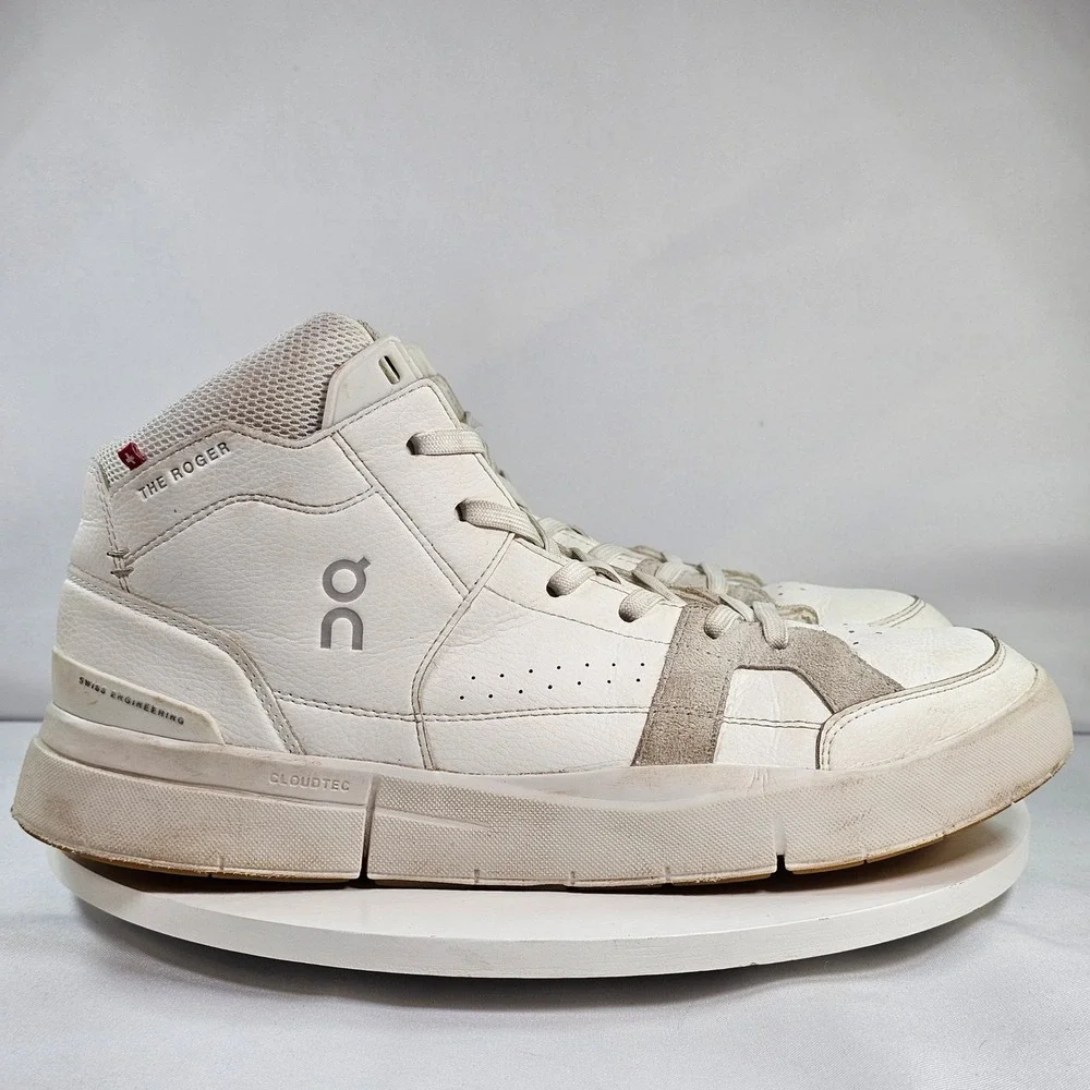 On Running The Roger Clubhouse Mid White Ivory‎ Womens 11 Sneakers 3WD11150248